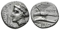 Greek Coins PAPHLAGONIA. Sinope. Siglos or Drachm (Circa 4th-3rd century BC). Obv: Head of nymph left, with hair in sakkos. Rev: ΣINΩ. Sea-eagle standing left, with wings spread, on dolphin left 5,51 
