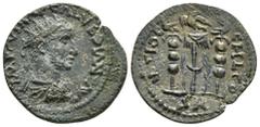 Roman Provincial Coins Pisidia, Antiochia, Volusianus (251-253), AE Obv. IMP C V IPM GALVSSIANO AVG, radiate, draped and cuirassed bust of Volusian right. Rev. ANTIOC - HIO C, vexilium surmounted by e