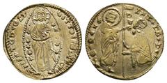 Byzantine & World Coins ISLAMIC. Beyliks of Western Asia Minor. Debased GOLD Ducat (After AD 1348). Late 'K' Series. Imitating a Venetian Ducat of Andrea Dandolo (1344-1354). Rev: AZDR DANDVLO S H VEN