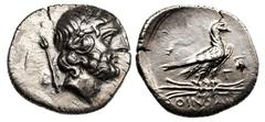 LYCIA. Oinoanda. Silver stater (7.62 gm). Laureate head of Zeus right, scepter terminating in lotus blossom and B behind / Eagle with closed wings standing right on winged thunderbolt, Γ and grape bun