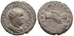 ROMAN EMPIRE. Balbinus (AD 238). AR antoninianus (4.05 gm). Rome, 22 April–29 July AD 238. IMP CAES D CAEL BALBINVS AVG, radiate, draped, cuirassed bust of Balbinus right / FIDES MVTVA AVGG, clasped h