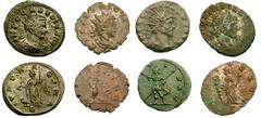Lot of 4 billon antoniniani of the mid-third century AD. Claudius II Gothicus, Antioch, AD 268–269, rev. Juno standing left (RIC 212). Quintillus(2), both Milan, rev. Concordia standing left with stan