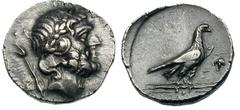LYCIA. Oenoanda. Early second century BC. AR stater (7.90 gm). As preceding, but legend is ΟΙΝΟΑΝΔΕ, with Γ and grapes in right field. Ashton, NC 2005, 11g (this coin ). Toned. Some flatness on revers