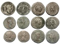 Lot of 6 Roman provincial coins of Gordian III and Philip I from Antioch and Edessa. Syria, Antioch, Gordian III, billon tetradrachm (Prieur 282); Philip I, billon tetradrachms (3, Prieur 373, 376, 48