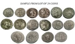 Lot of 24 Roman billon antoniniani of the mid-third century AD. Valerian, 3 coins; Gallienus, 17 coins; Salonina, 2 coins; Valerian II as Caesar, 1 coin; Aurelian, 1 coin. TWENTY-FOUR COINS IN LOT. Ma