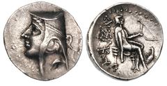PARTHIAN KINGDOM. Arsaces II (ca. 211–191 BC). Silver drachm (4.11 gm). Rhagae-Arsacia? Head left in bashlik / ΑΡΣΑΚΟΥ, archer seated right on backless throne, examining bow, below bow eagle standing 