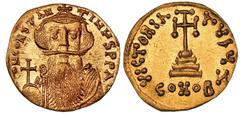 BYZANTINE EMPIRE. Constans II (641-668). Gold solidus (4.41 gm). Constantinople, ca. 651-654. d N CONSTAN—TINUS P P AV, facing bust of Constans II, with long beard and mustache, wearing crown bearing 