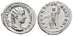 Roman Imperial Gordian III (AD 238-244). Antoninianus (AR, 23 mm, 5.25 g) AD 238-239, Rome. IMP CAES M ANT GORDIANVS AVG Bust of Gordian III right, radiate, draped and cuirassed. / IOVI CONSERVATORI J