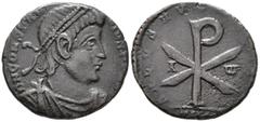 ROMAN IMPERIAL Constantius II (AD 337–361). Maiorina (AE, 23 mm, 5.48 g) AD 352, Trier mint. D N CONSTAN[TIVS P F AVG] Pearl-diademed, draped and cuirassed bust of Constantius II right. / SALVS AVG [N