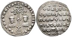 BYZANTINE Basil II Bulgaroktonos, with Constantine VIII (AD 976–1025). Miliaresion (AR, 23 mm, 2.33 g) AD 989–1025, Constantinopolis mint. ЄҺ TOVTω ҺICAT' – baSILЄI C CωҺST Cross crosslet, with X at c