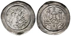ISLAMIC AND MEDIEVAL Germany, Alsace. Selz Abbey. Pfennig (AR, 18 mm, 0.93 g) c. 1150–1200 Bust of abbot to left, raising his right hand in benediction and holding crosier with his left; a star above.
