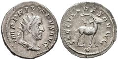 ROMAN IMPERIAL Philippus I Arabs (AD 244–249). Antoninianus (AR, 23 mm, 4.09 g), Rome mint, AD 248. IMP PHILIPPVS AVG Bust of Philippus I right, radiate, draped and cuirassed, seen from behind / SAECV