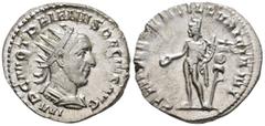 ROMAN IMPERIAL Trajanus Decius (AD 249–251). Antoninianus (AR, 22 mm, 3.74 g), Rome mint, AD 249–250. IMP C M Q TRAIANVS DECIVS AVG Bust of Trajan Decius, radiate, cuirassed, right, seen from behind /