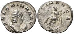 ROMAN IMPERIAL Salonina, wife of Gallienus (AD 254–268). Antoninianus (AE, 22 mm, 2.97 g), Mediolanum mint, struck under Gallienus, AD 267–268. SALONINA AVG Bust of Salonina right, draped, wearing ste