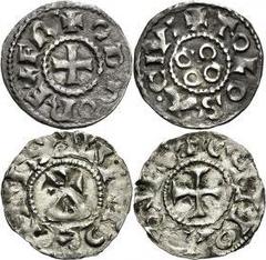 MONNAIES CAROLINGIENNES EUDES (888-898). Denier, Toulouse. (Gariel, n° 54 pl. XLVIII - Prou, n° 823 - MG, n° 1340 - MEC, n° 988 - Provenance : J. Creusy (VAE), 29 octobre1980). - CONRAD LE PACIFIQUE (