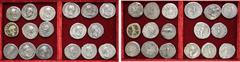 LOTS DE MONNAIES et MÉDAILLIERS  Lot de 17 deniers de Vespasien à Faustine mère. Vespasien (4), Titus, Domitien, Nerva, Trajan (4), Hadrien, Antonin (2), Antonin et Marc-Aurèle, Faustine mère (2). Arg