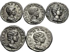 EMPIRE ROMAIN EMPIRE ROMAIN. JULIA MAESA (sœur de Julia Domna +222). Denier, Rome. (Cohen, n°36 – RIC, n° 268). - JULIA SOEMIAS (mère d'Elagabale +222). Denier, Rome. (Cohen, n°14 - RIC, n°242). - JUL