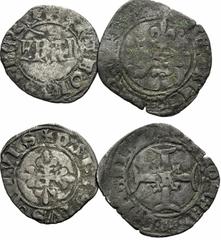 MONNAIES ROYALES FRANCAISES MONNAIES ROYALES FRANCAISES. CHARLES VI (1380-1422). Denier parisis, 3e émission, Angers. (Duplessy 398B - Lafaurie 396b). - HENRI V (1415-1422). Niquet ou léopard, Saint-L