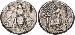 GREEK COINS IONIA EPHESOS. AR-Tetradrachme, 350/340 v. Chr., Magistrat Xenokles; 15,08 g. Biene//Hirschprotome r., zurückblickend, dahinter Palme. Ashton u. a., The Pixodaros Hoard O 121. Gutes sehr s