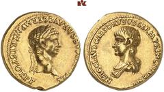 DIE SAMMLUNG ROGER WOLF - CLASSICA ET PATRIA. RÖMISCHE MÜNZEN. MÜNZEN DER RÖMISCHEN KAISERZEIT. Claudius, 41-54, für Antonia und Nero AV-Aureus, 51, Rom oder Lugdunum; 7,63 g. Kopf des Claudius r. mit