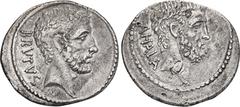 ROMAN COINS MÜNZEN DER RÖMISCHEN REPUBLIK AR-Denar, 54 v. Chr., Rom, M. Junius Brutus; 3,45 g. Kopf des L. Junius Brutus r.//Kopf des C. Servilius Ahala r. Bab. 30; BMC 3864; Crawf. 433/2; Syd. 907. K