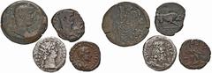 ROMAN COINS LOTS RÖMISCHER MÜNZEN Lot römischer Münzen: Enthalten sind 2 alexandrinische Tetradrachmen der Kaiser Nero (Jahr 11) und Valerian (Jahr 4) mit den Reversmotiven Sarapisbüste und Adler sowi