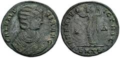 ROMAN COINS MÜNZEN DER RÖMISCHEN KAISERZEIT Maximianus II. Galerius, 293-311 für Galeria Valeria. Æ-Follis, 308/310, Thessalonica, 4. Offizin; 5,97 g. Drapierte Büste r. mit Diadem//Venus steht l. mit