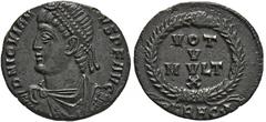 ROMAN COINS MÜNZEN DER RÖMISCHEN KAISERZEIT Jovianus, 363-364. Æ-Centenionalis, Heraclea, 1. Offizin; 3,12 g. Drapierte Büste l. mit Perldiadem//VOT/V/MVLT/X in Kranz. RIC 111. Vorzüglich