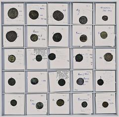 ROMAN COINS LOTS RÖMISCHER MÜNZEN Spätrömische Bronzemünzen (meist Folles und Teilstücke): Enthalten sind 46 Münzen, darunter u. a. Galeria Valeria, Fausta, Helena, Delmatius, Magnentius, Decentius, P