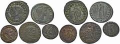 ROMAN COINS LOTS RÖMISCHER MÜNZEN Lot römischer Münzen: Das Lot enthält 5 Folles des 3. und 4. Jahrhunderts, darunter 1x Galeria Valeria, 1x Galerius, 1x Constantinus I., 1x Maximinus Daia und 1x Lici