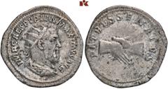 ROMAN COINS MÜNZEN DER RÖMISCHEN KAISERZEIT Pupienus, 238. AR-Antoninian, Rom; 3,92 g. Drapierte Büste r. mit Strahlenbinde//Handschlag. BMC 92; Coh. 21; RIC 11 b. Sehr schön Erworben 1947.