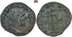 ROMAN COINS MÜNZEN DER RÖMISCHEN KAISERZEIT Pupienus, 238. Æ-Sesterz, Rom; 21,54 g. Drapierte Büste r. mit Lorbeerkranz//Victoria steht l. mit Kranz und Palmzweig. BMC -; Coh. 40; RIC 23 b. R Feilspur