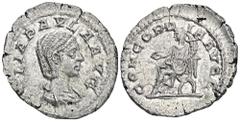 ROMAN COINS ROMAN COINS MÜNZEN DER RÖMISCHEN KAISERZEIT Antoninus IV. Elagabal, 218-222 für Julia Paula. AR-Denar, Antiochia; 2,97 g. Drapierte Büste r.//Concordia sitzt l. mit Patera und Doppelfüllho