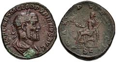 ROMAN COINS ROMAN COINS MÜNZEN DER RÖMISCHEN KAISERZEIT Pupienus, 238. Æ-Sesterz, Rom; 21,18 g. Drapierte Büste r. mit Lorbeerkranz//Pax sitzt l. mit Zweig und Zepter. BMC 48; Coh. 23; RIC 22 a. Etwas