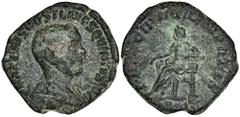 ROMAN COINS ROMAN COINS MÜNZEN DER RÖMISCHEN KAISERZEIT Traianus Decius, 249-251 für Hostilianus. Æ-Sesterz, 251, Rom; 15,59 g. Drapierte Büste r.//Apollo sitzt l. mit Zweig und Lyra. Coh. 31; RIC 215