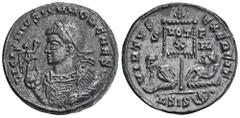 ROMAN COINS ROMAN COINS MÜNZEN DER RÖMISCHEN KAISERZEIT Licinius I., 308-324 für Licinius II. Æ-Follis, 320, Siscia, 4. Offizin; 3,6 g. Gepanzerte Büste l. mit Lorbeerkranz, Victoria auf Globus und Ma