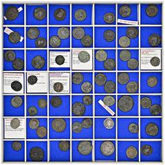 ROMAN COINS ROMAN COINS LOTS RÖMISCHER MÜNZEN Lot römischer Münzen: Das interessante Lot enthält überwiegend Folles des 4. Jahrhunderts. Die Prägungen reichen dabei von Constantius I. über Licinius, C