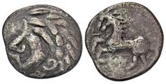 CELTIC COINS GERMANIA VINDELIKER. AR-Quinar (Büschelquinar), 1. Jahrhundert v. Chr.; 1,82 g. Kopf l.//Pferd l. Kellner Typ Prototyp; Slg. Flesche 365. Min. korrodiert, sehr schön