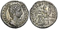ROMAN COINS MÜNZEN DER RÖMISCHEN KAISERZEIT Severus Alexander, 222-235 für Orbiana. AR-Denar, 225, Rom; 2,64 g. Drapierte Büste r. mit Diadem//Concordia sitzt l. mit Patera und Doppelfüllhorn. BMC 287