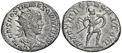 ROMAN COINS MÜNZEN DER RÖMISCHEN KAISERZEIT Traianus Decius, 249-251 für Hostilianus. AR-Antoninian, Rom; 4,59 g. Drapierte Büste r. mit Strahlenbinde//Mars geht r. mit Speer und Schild. Coh. 15; RIC 