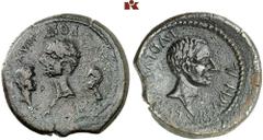 DIE SAMMLUNG DR. W. R., TEIL 7 AFRICA. BYZACIUM. Æ, 7/6 BC, ACHULLA, Augustus, 27 BC-AD 14, with Gaius und Lucius Caesar, Proconsul L. Volusius Saturninus, 29 mm, 10.37 g. AVG · PONT · MAX ·/ C – L, b