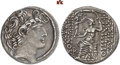 DIE SAMMLUNG DR. W. R., TEIL 7 SYRIA. AR, tetradrachm, 54/53 BC, ANTIOCHIA, Proconsul M. Licinius Crassus in the name and types of the Seleucid king Philippos I Philadelphos, 26 mm, 15.36 g. Diademed 