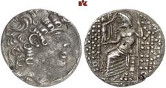 DIE SAMMLUNG DR. W. R., TEIL 7 SYRIA. AR, tetradrachm, year 27 of the Caesarean Era (= 23/22 BC), ANTIOCHIA, M. Terentius Varro or M. Vipsanius Agrippa, in the name and types of the Seleucid king Phil