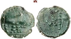 DIE SAMMLUNG DR. W. R., TEIL 8 IMPERATORISCHE PRÄGUNGEN. C. Julius Caesar und seine Verbündeten. C. Julius Caesar, † 44 v. Chr.: Prägungen zu Lebzeiten. Æs, 50/30 v. Chr., gallische Münzstätte; 2,57 g