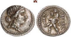DIE SAMMLUNG DR. W. R., TEIL 8 IMPERATORISCHE PRÄGUNGEN. C. Julius Caesar und seine Verbündeten. C. Julius Caesar, † 44 v. Chr.: Prägungen zu Lebzeiten. AR-Denar, 47/46 v. Chr., kleinasiatische Münzst