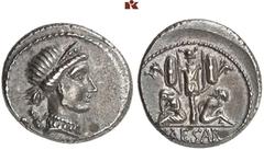DIE SAMMLUNG DR. W. R., TEIL 8 IMPERATORISCHE PRÄGUNGEN. C. Julius Caesar und seine Verbündeten. C. Julius Caesar, † 44 v. Chr.: Prägungen zu Lebzeiten. AR-Denar, 46/45 v. Chr., spanische Münzstätte; 