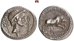 DIE SAMMLUNG DR. W. R., TEIL 8 IMPERATORISCHE PRÄGUNGEN. C. Julius Caesar und seine Verbündeten. C. Julius Caesar, † 44 v. Chr.: Posthume Prägungen. AR-Denar, posthum, 42 v. Chr., Rom, L. Livineius Re