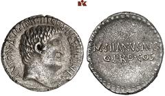 DIE SAMMLUNG DR. W. R., TEIL 8 IMPERATORISCHE PRÄGUNGEN. Die Triumviren und ihre Verbündeten. Marc Anton und sein Umfeld. Marc Anton, † 30 v. Chr. AR-Denar, 32 v. Chr., Athen, M. Iunius Silanus; 3,61 