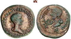 DIE SAMMLUNG DR. W. R., TEIL 8 RÖMISCHES KAISERREICH: JULISCH-CLAUDISCHES HERRSCHERHAUS. Nero, 54-68, und Poppaea. Æs, 63 (?), Prägung mit dem Monogramm des Kotys I., Bosporus; 6,97 g. Drapierte Büste