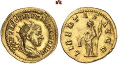 RÖMISCHE MÜNZEN MÜNZEN DER RÖMISCHEN KAISERZEIT. Volusianus, 251-253. AV-Binio, Rom; 5,78 g. IMP CAE C VIB VOLVSIANO AVG Drapierte Büste r. mit Strahlenbinde//LIBERTAS - AVGG Libertas steht l. mit Pil